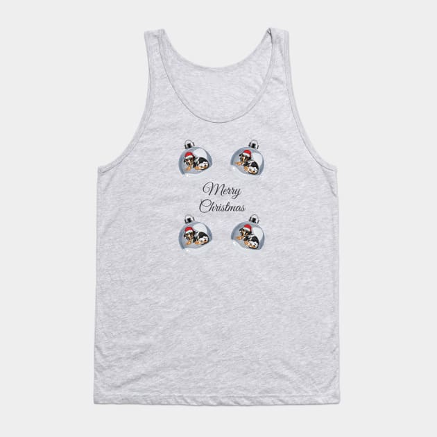 Merry Christmas with Santa Dachshund Dog in Glass Bauble Tank Top by Seasonal Dogs